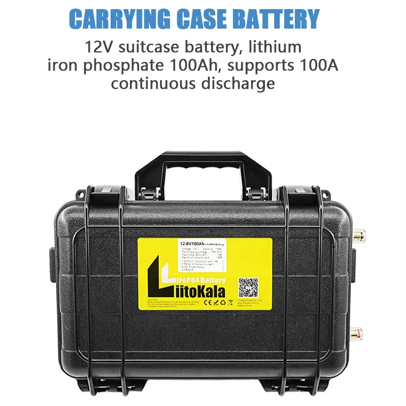 LiitoKala 12,8 V 100 Ah Lifepo4-Akku Lithium-Eisenphosphat-Tiefzyklus-Batterien für Bootsmotor-Wechselrichter EU US Steuer Fre