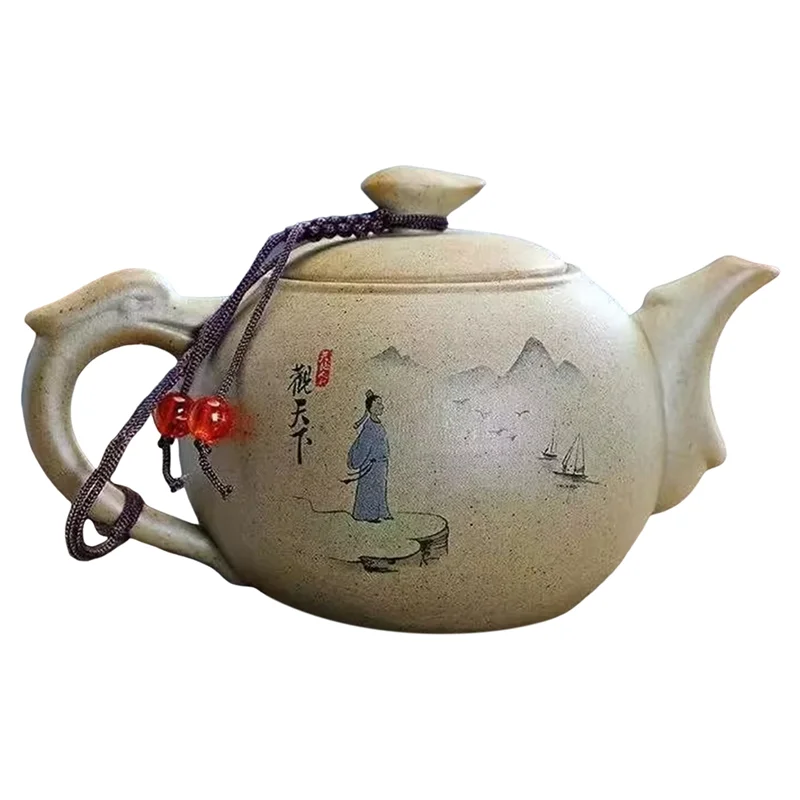 

Чайник CHCH с ручкой, чайник, изысканная китайская классика, чайный сервиз с грубой керамикой, черный, зеленый, черно-зеленый, глина, чайник с необработанной рудой