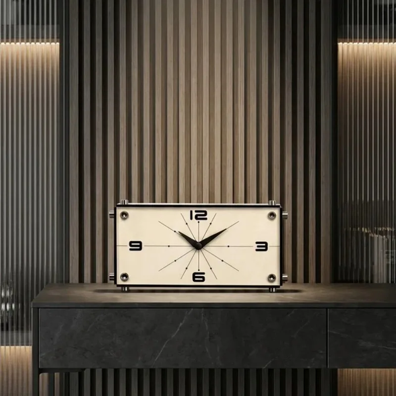 Modern Minimalist Table Clock Desktop Decoration Aesthetic Desk Clock Elegant Luxury Rectangel Silent Clocks Interior Ornaments