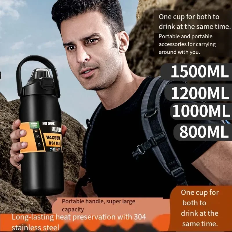 

304 stainless steel double-layer insulation outdoor portable handle cup bounce cover space pot mountaineering exercise Traeger