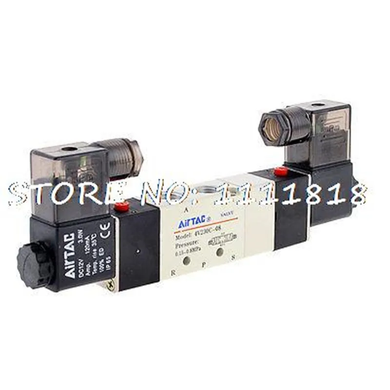 

4V130C-06 4V230C-06/08 4V330C-08/10 4V430C-15 AC220V 110V DC 12V 24V 2 Positions 5 Way Air Pneumatic Solenoid Valve 1/8 1/4