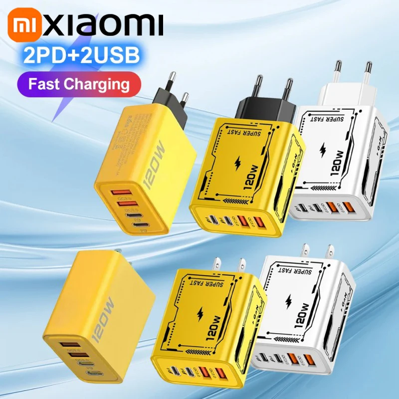Xiaomi 120W 4-Ports Ultra Fast Charging Type-C GaN Phone Charger USB-C QC 3.0 Super Charge Mech-Wind Adapter For IPhone Samsung image 4
