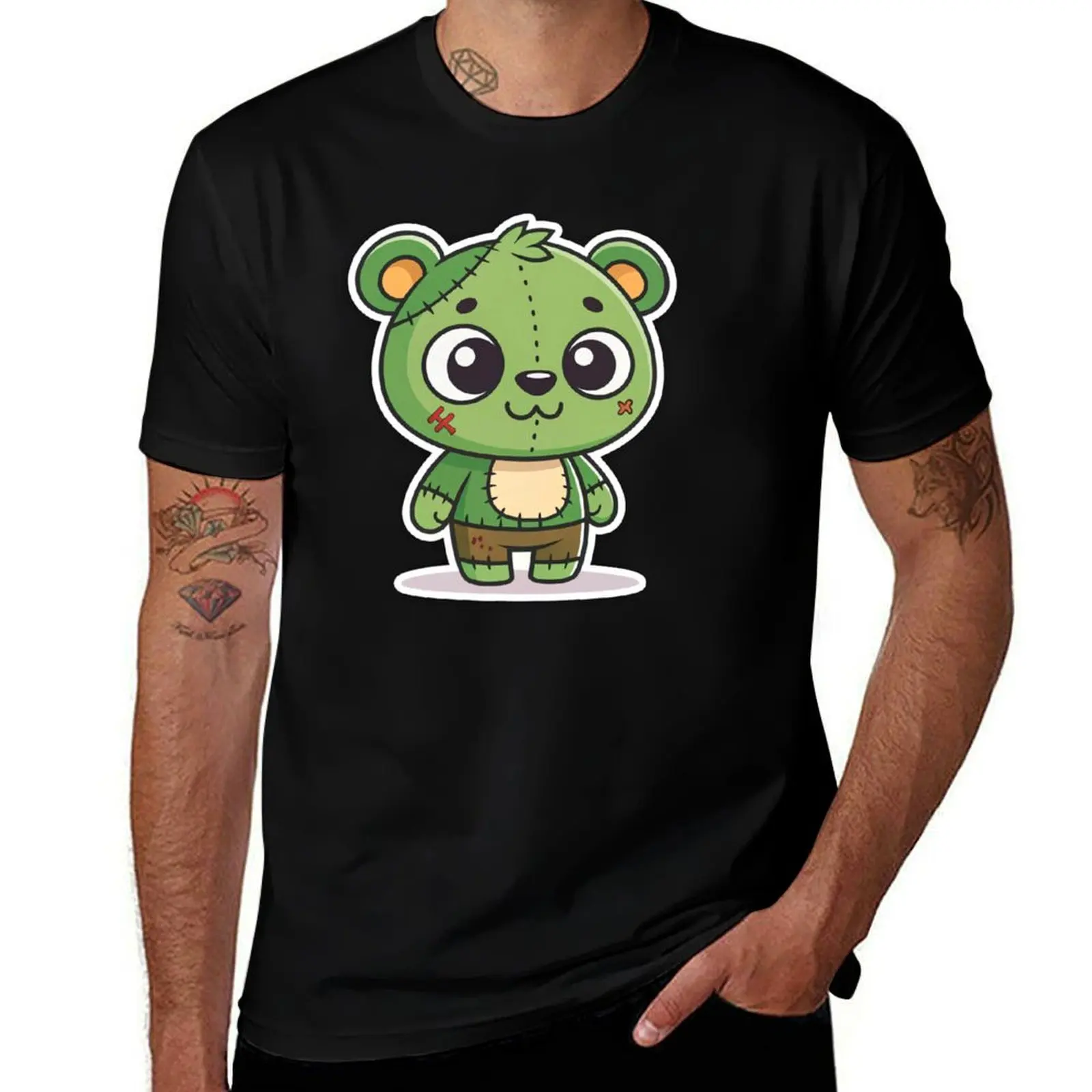

Cute Bear Zombie Cartoon Icon T-Shirt man clothes Man t-shirt blue archive men clothes