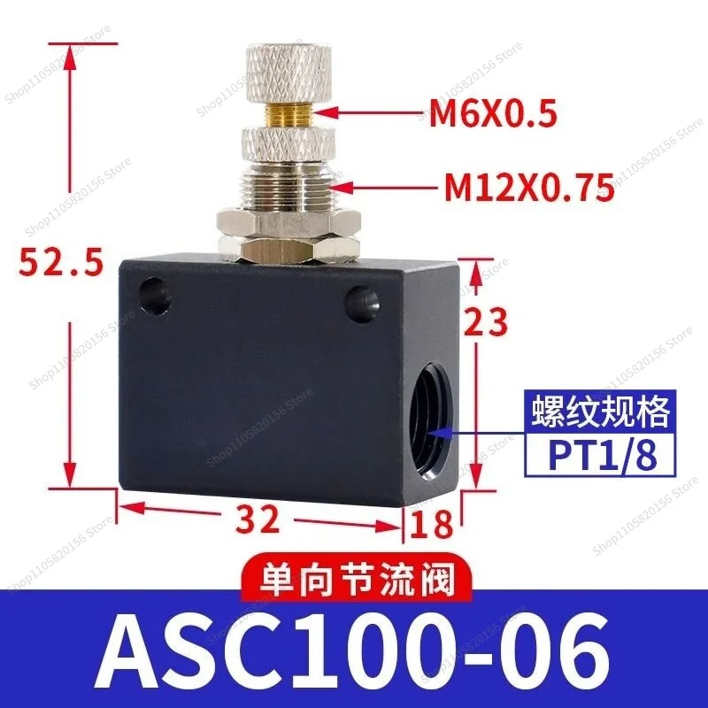 For One-Way Throttle Valve ASC100-06 200-08 300-10 15 Adjustable Flow Control