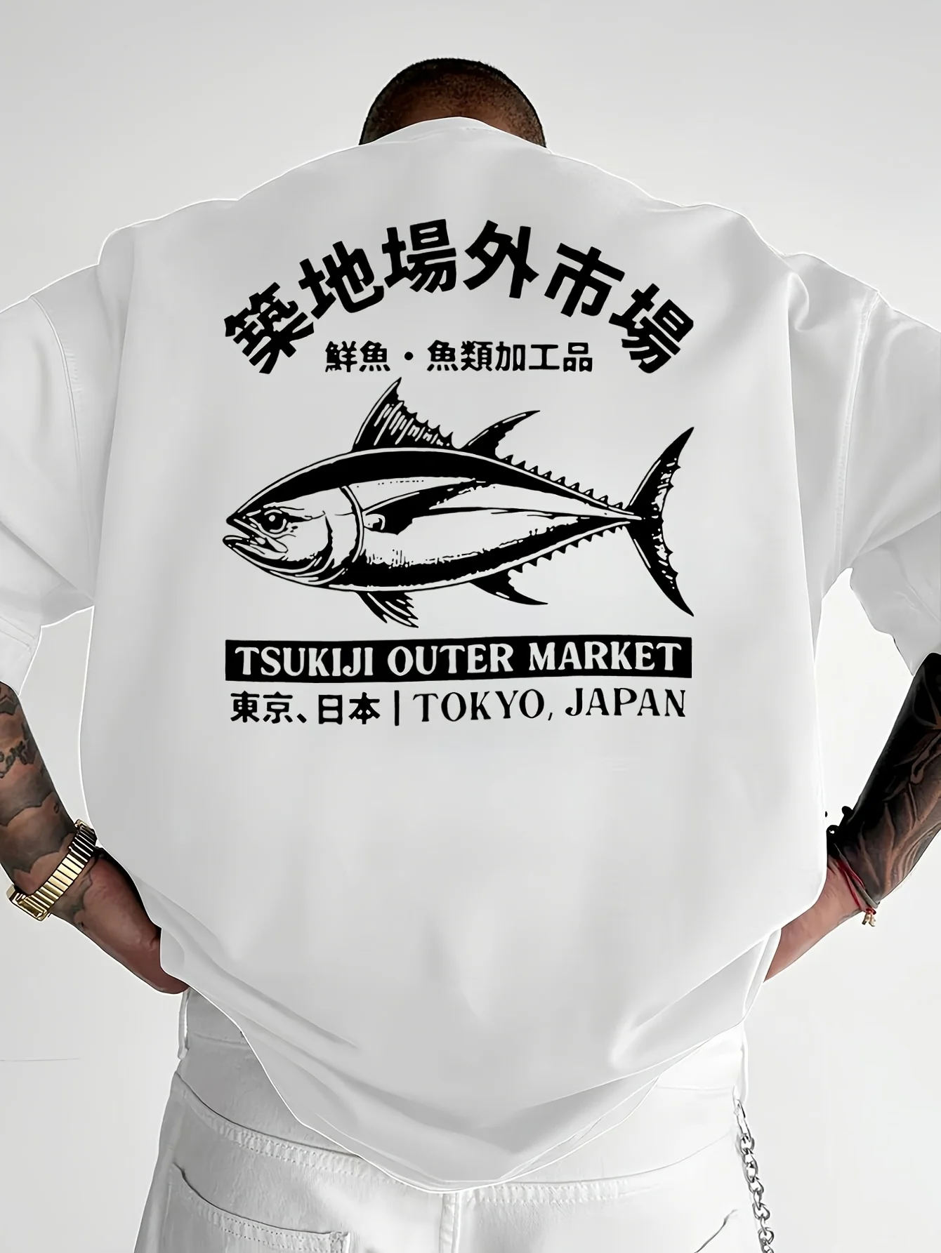 New Men's Casual 100% Cotton Fish Print Loose Round-neck T-shirt Fashion Breathable Comfortable Cool Daily Summer Outdoor Use