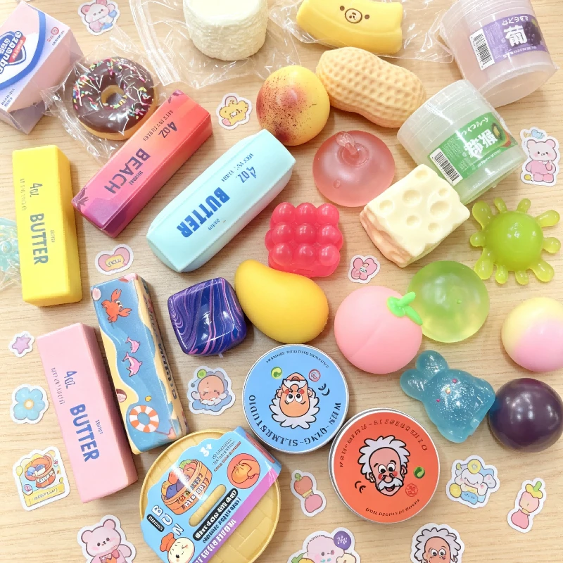 Multi Slow-Rising Squishy, Random Includes: Cheese Squeeze Toys, Steamed Buns And Dumplings,Long Butter Bread,Bear Squishy Toys.