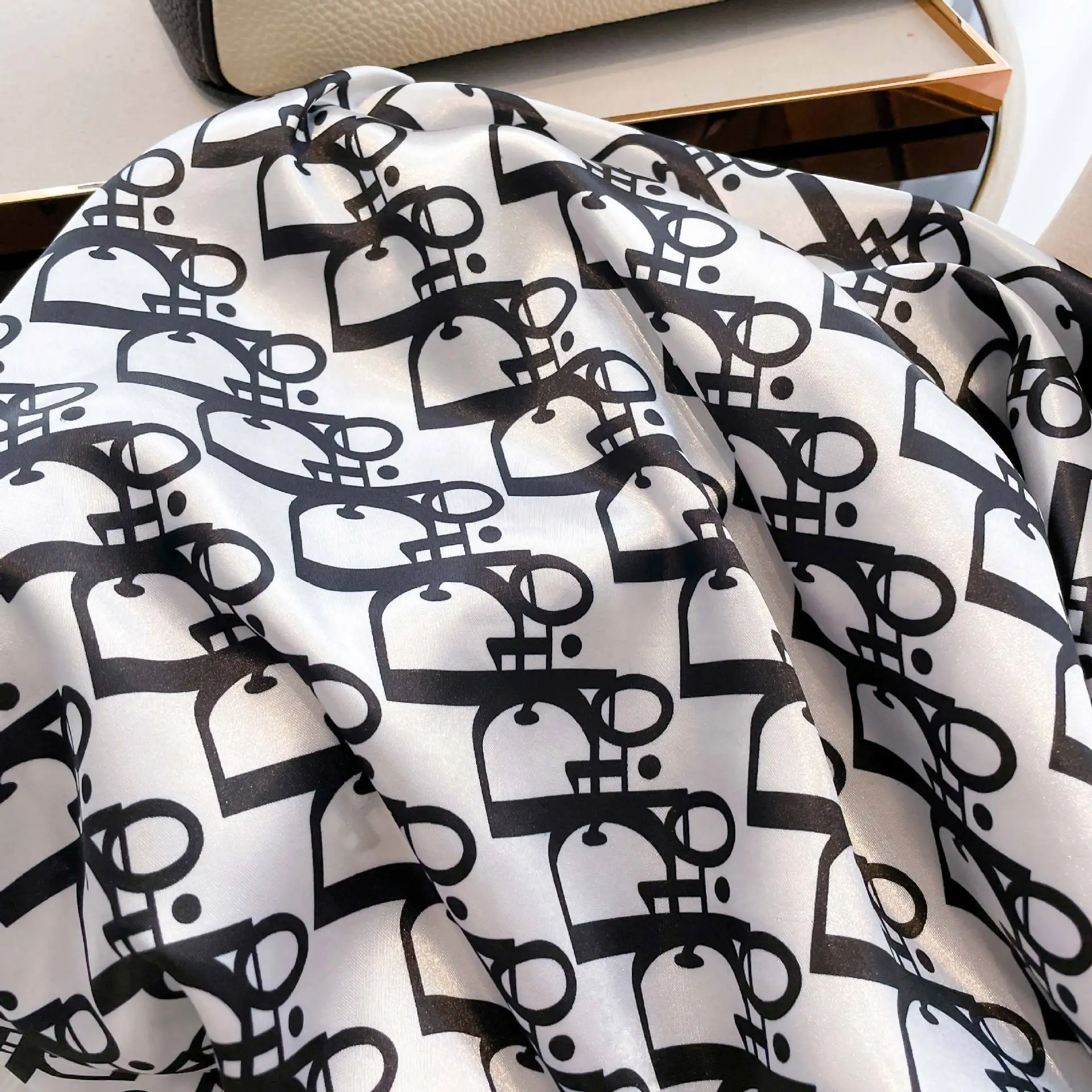 1 قطعة 90 سنتيمتر السيدات وشاح حريري خمر المألوف تنوعا المطبوعة الحرير الربيع رباط شعر الحجاب واقية من الشمس منديل شال يلتف #5