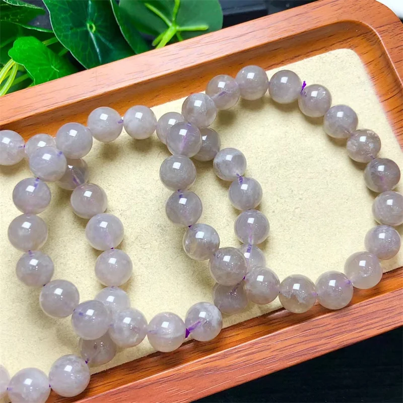 10MM Natural Milky Amethyst Quartz Bracelet Women Fashion Round Stone Elegant Healing Strand Bangles Wristband Gift 1PCS