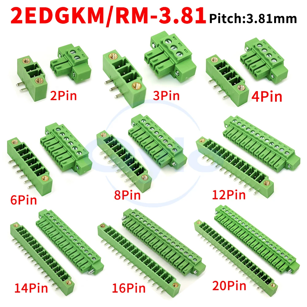 (1 Set) KF 2EDGKM 2EDGRM - 3.81mm plug in terminal block with flange, lockable screw fixing, 2–24P 15EDGKM/RM - 3.81