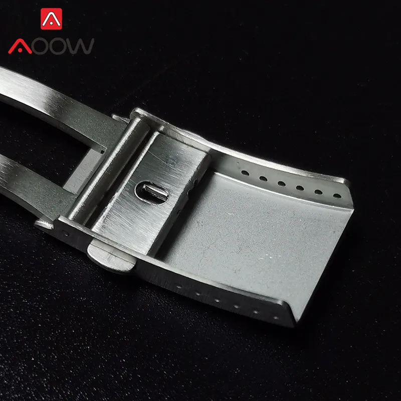 16mm 18mm 20mm 22mm Solid Stainless Steel Watch Clasp Double Press Folding Buckle Quality Metal Clasp Watch Repair Accessories