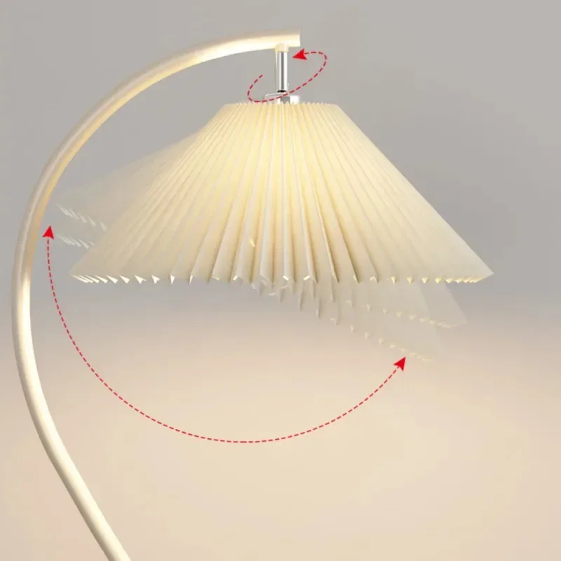 Franch Retro Style E27 Led Floor Lamps for Living Room Sofa Side Remote Control Dimmable Standing Lamp Bedroom Bedside Light