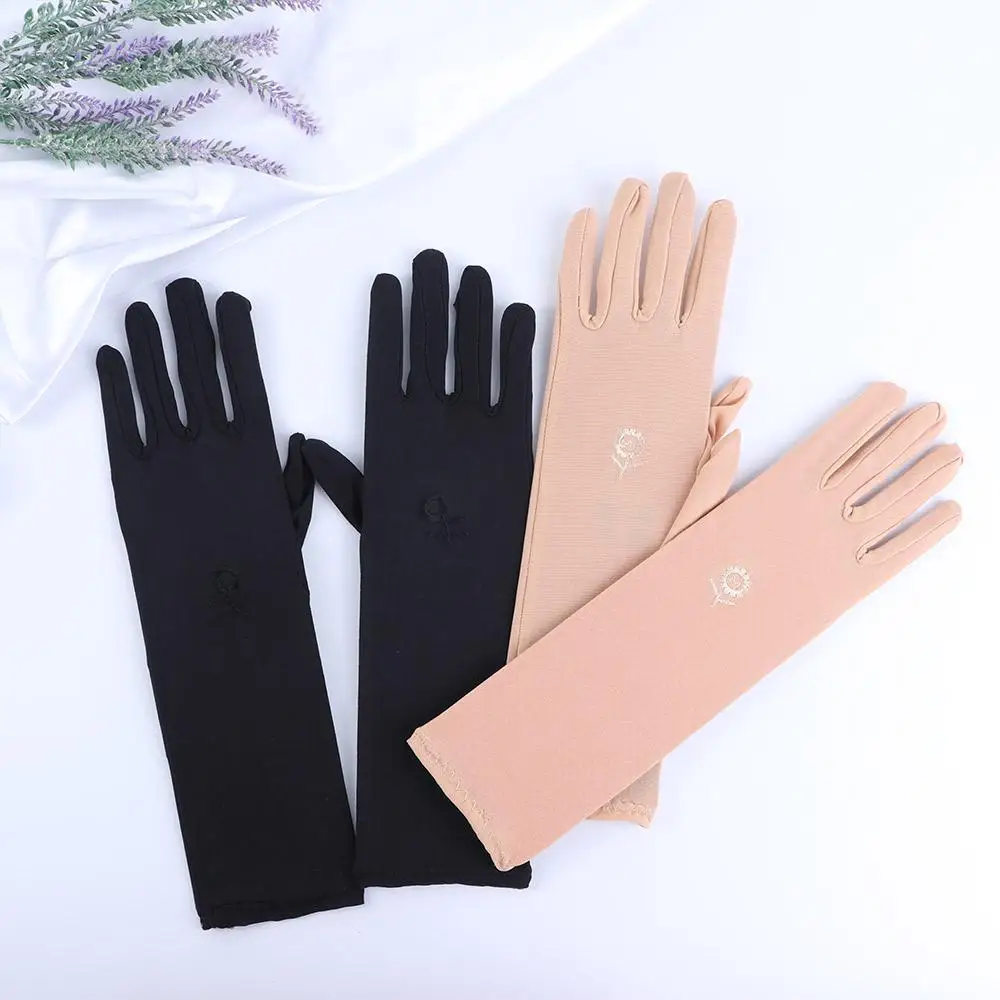 Women Mid-long Sunscreen Gloves Summer Spring Lady Stretch Anti UV Slip Resistant Driving Glove Breathable