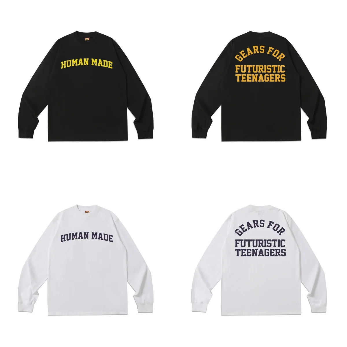 Humanmade Trendy Couple Cartoon Print Long Sleeve T Shirt Autumn Winter Casual Jacket
