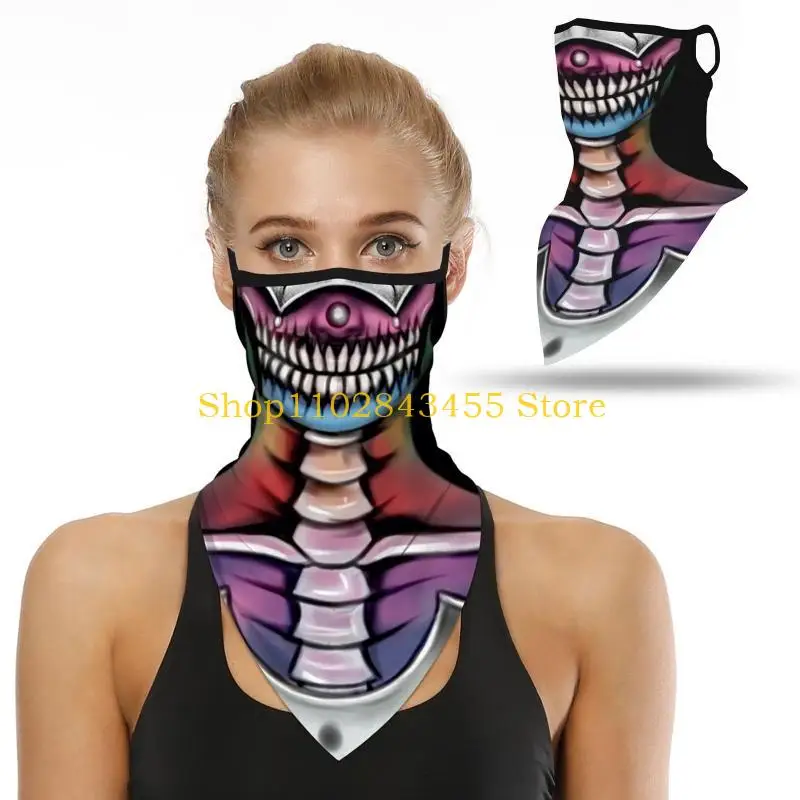 49MC Halloween Neck Gaiter Face Máscara Palhaço Impressão Earloop à prova poeira para Triângulo