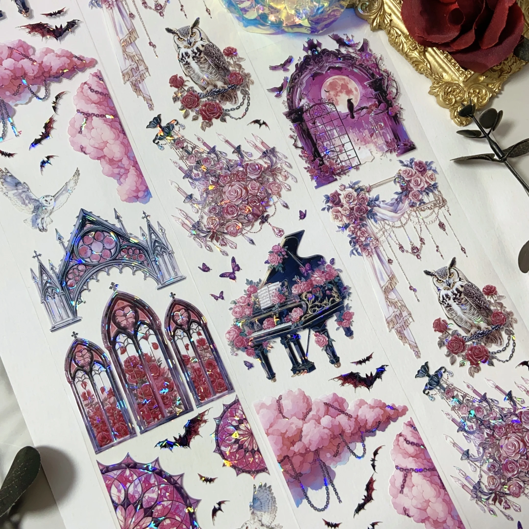 

Лента для домашних животных Sin and Love, темный замок, сова, летучая мышь, гоока, декоративный коллаж