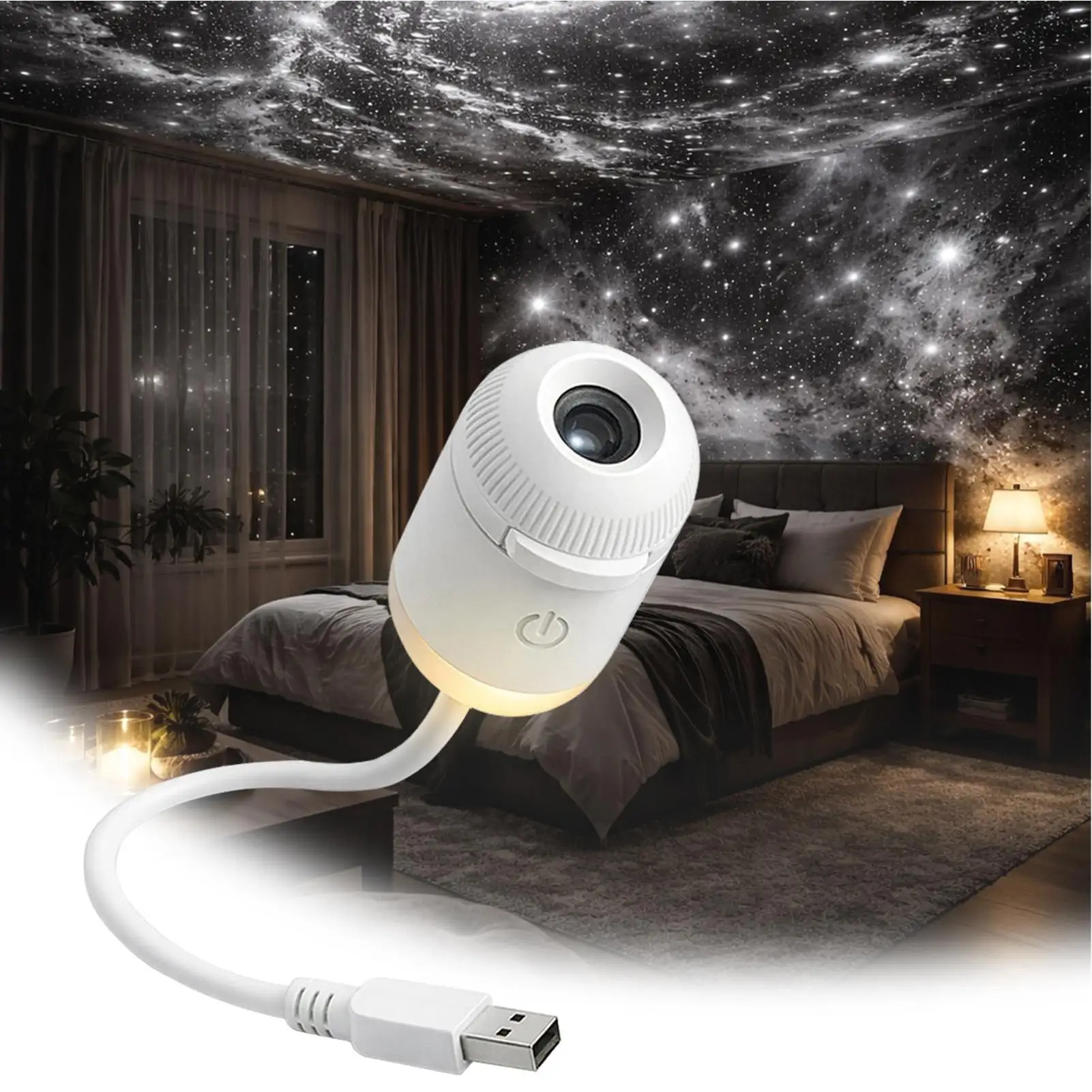 

USB-проектор-ночник с вращением на 360 градусов, настольная лампа, вращающийся перезаряжаемый проектор луны и звезд, романтический декор для спальни