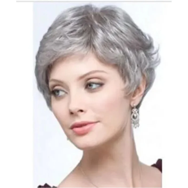 

Elegant Short Synthetic Fashion Fluffy Straight Silvery Gray Wig Hair