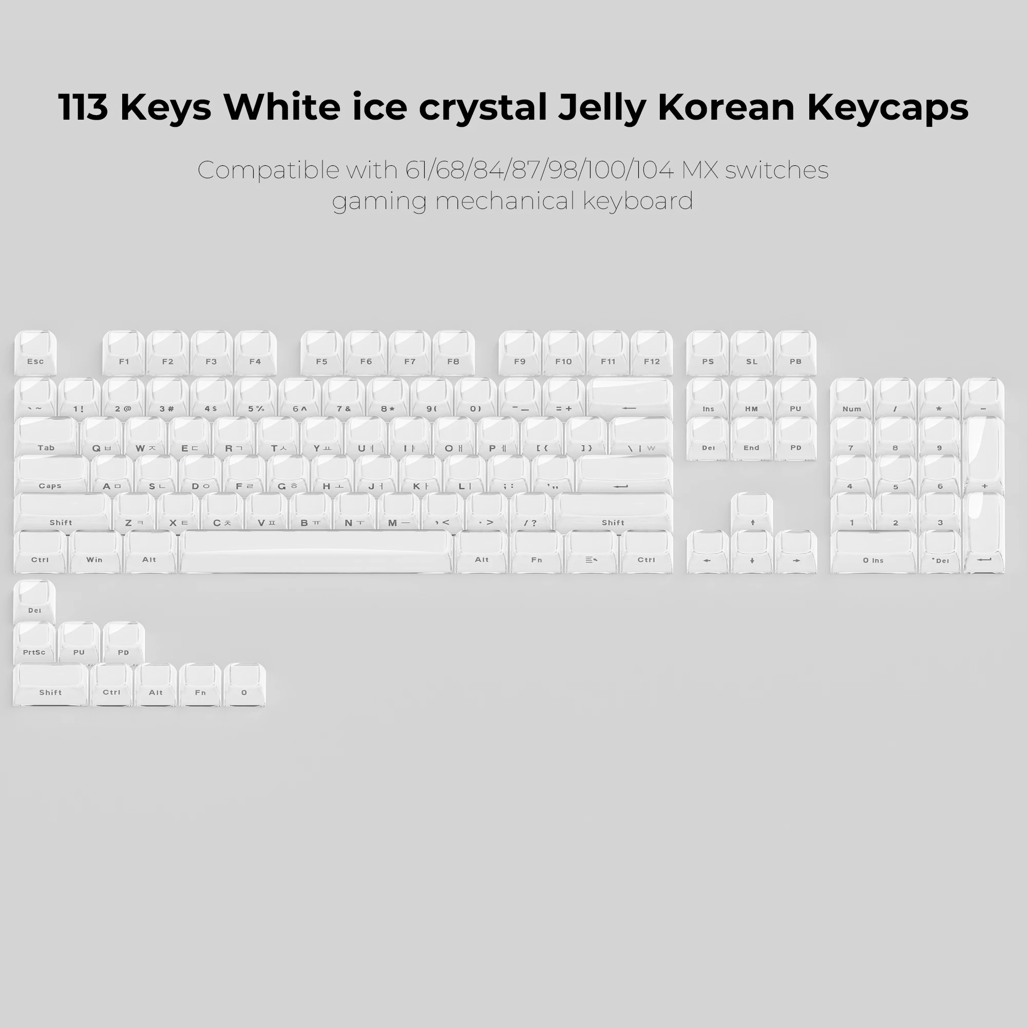 XVX Jelly Round Side Keycaps Ice Crystal Translucent White OEM