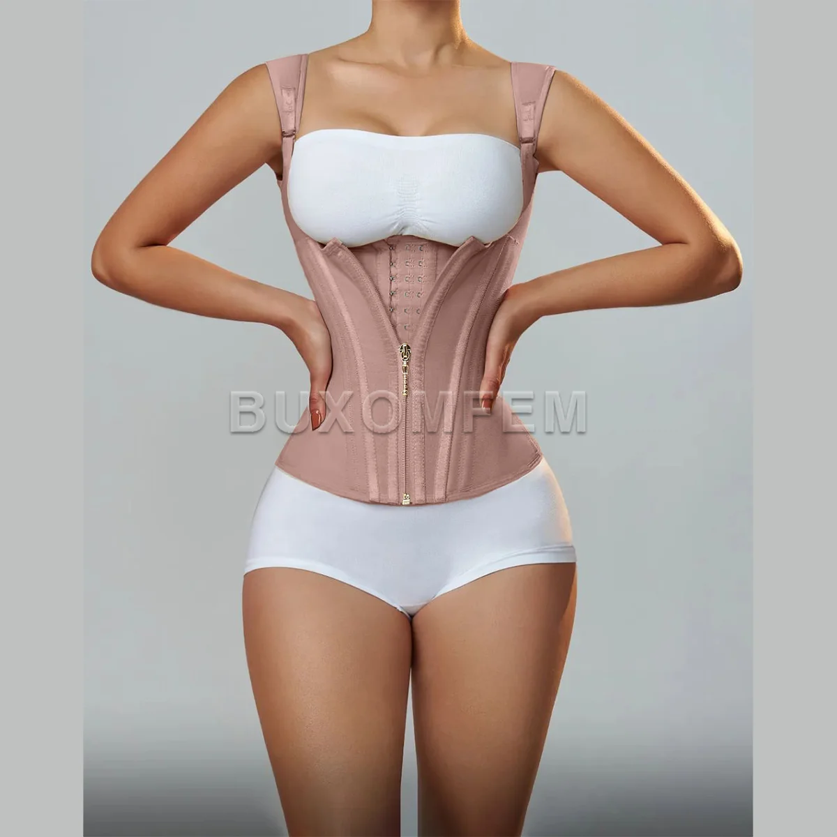 Fajas Colombians Girdles with Row Buckle and Zipper Unique Postpartum BBL Corset Binder Waist Body Shaper for Women Post Surgery