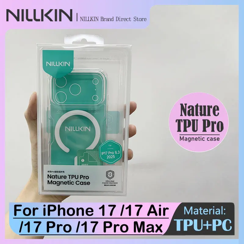 Para iPhone 17/17 Pro/17 Pro Max/17 Air, funda magnética NILLKIN Nature TPU Pro, material ecológico, protección de airbag de 4 esquinas