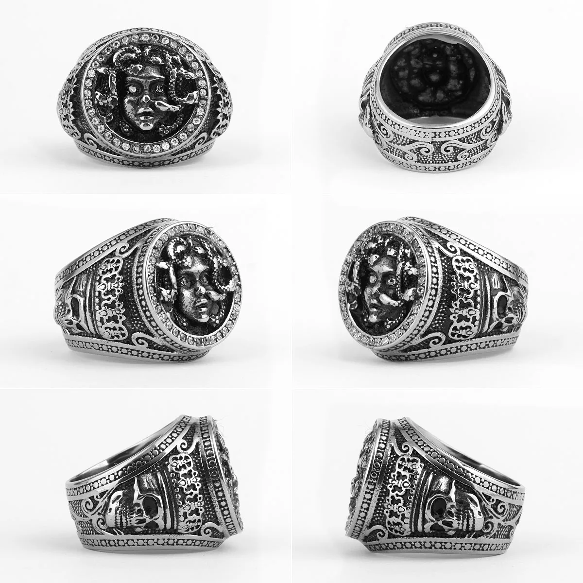 Snake Hair Medusa Banshee Stainless Steel Mens Rings Punk Hip Hop for Male Boyfriend Biker Jewelry Creativity Gift Wholesale