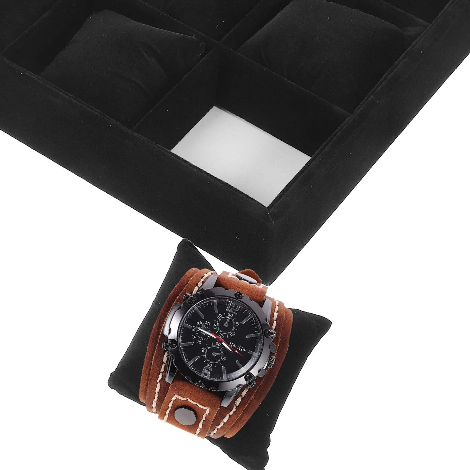 

12-Grid Watch Display Tray With Mini Pillows Bangle Organizer Holder Scratch Resistant Safe Material Wrist Watch Bracelet