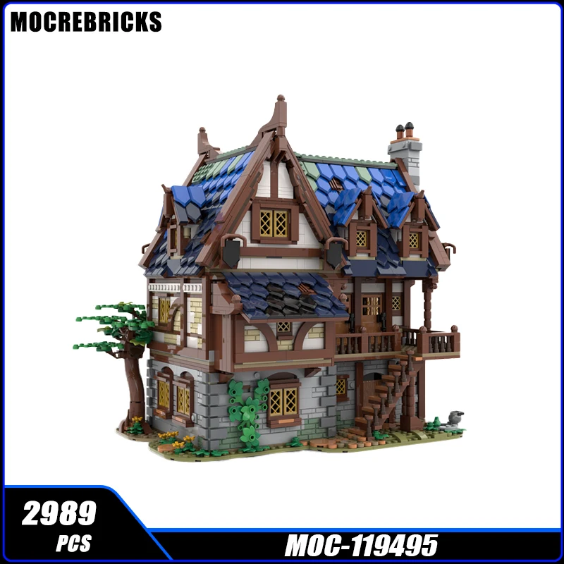 MOC-119495 Street View Series Medieval Tavern & Inn Building Block DIY Model Collection Expert Display Brick Kid Puzzle Toy Gift