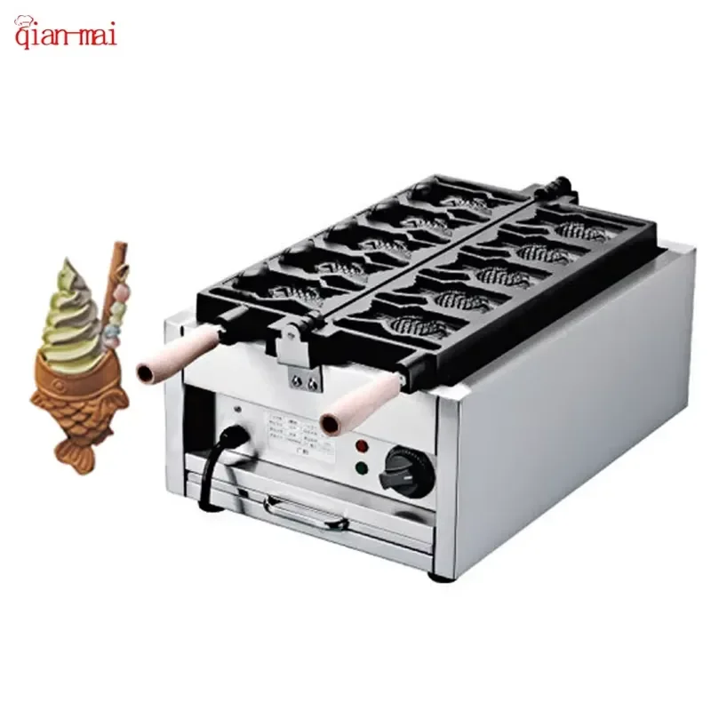 New Design Gas Electric 5 in 1 Open Mouth Fish Shape Waffle Maker Ice Cream Cone Taiyaki Waffle Maker Machine