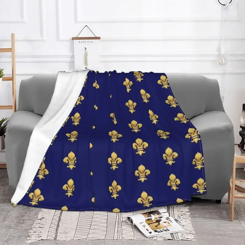 Royal Fleur-De-Lys Blanket Fleece All Season Lily Flower Fleur De Lis Warm Throw Blanket for Bedding Couch Bedding Throws