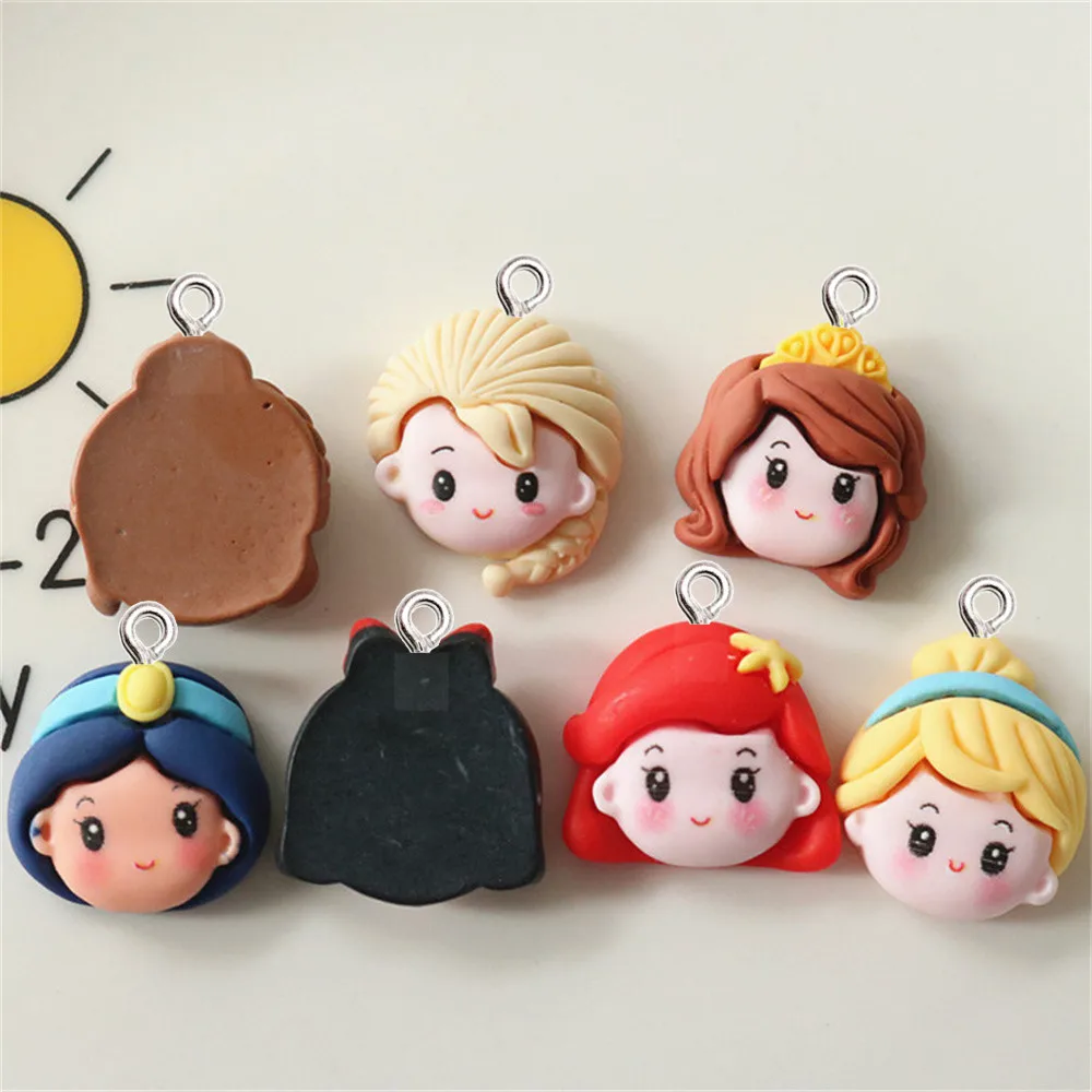 10Pcs Cartoon Princess Girl Resin Charms Trendy Jewelry Making Cute Pendants DIY Necklace Earring Keychain Ornaments Accessories