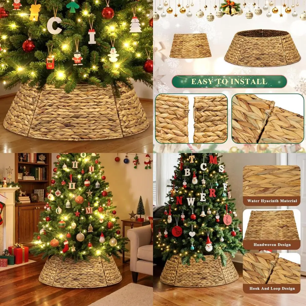 

Rustic Wicker Tree Skirt Cover for XL Artificial Christmas Trees, 42 Inch, Farmhouse Style Xmas Decor