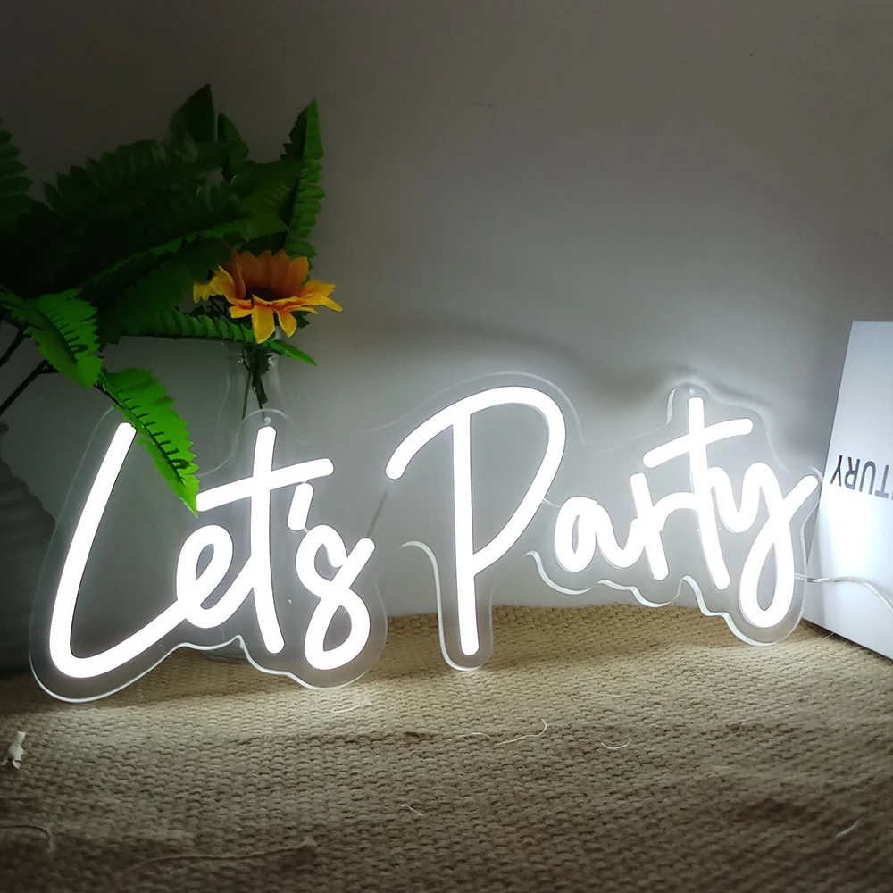 

LED Neon Sign Let's Party 22x8 Inches for Bachelorette Stag Party Art Wall Decor Dimmable Home Party Neon Night Light