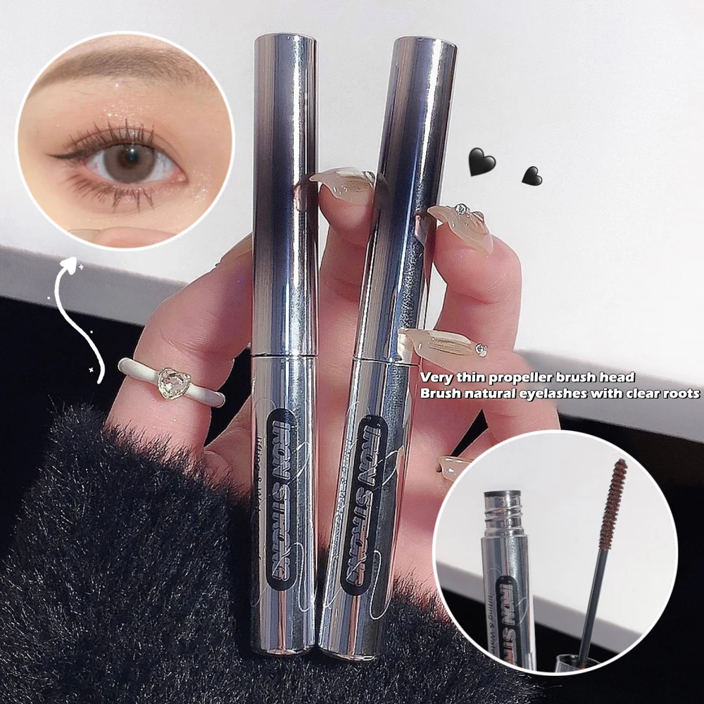 Ultrafijne borstel Mascara Waterdicht Sneldrogend Curling Geen vlekken 4D Zijdevezel Zwart Bruin Natuurlijke Mascara Oogcosmetica Gereedschap