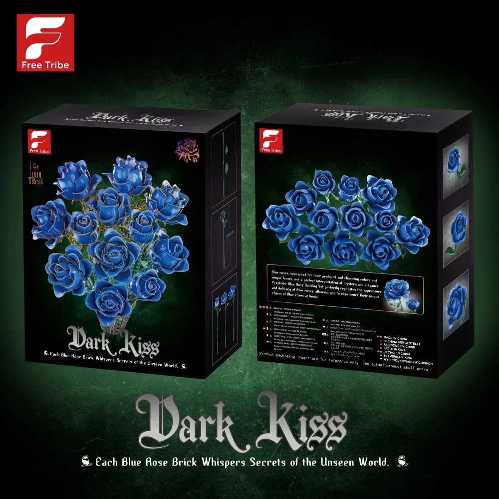 12 blocos de construção de flores de rosa azul, buquê de simulação, modelo de tijolos, ornamentos decorativos para casa, presente romântico adulto, brinquedos diy para crianças