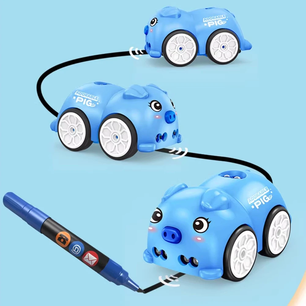 Voiture Électrique Télécommandée à Capteur Intelligent pour Enfant Garçon, Jouet Musical, Dessin Animé Magique, 2.4G, Mini Cochon, Radio, Cadeaux d'Anniversaire