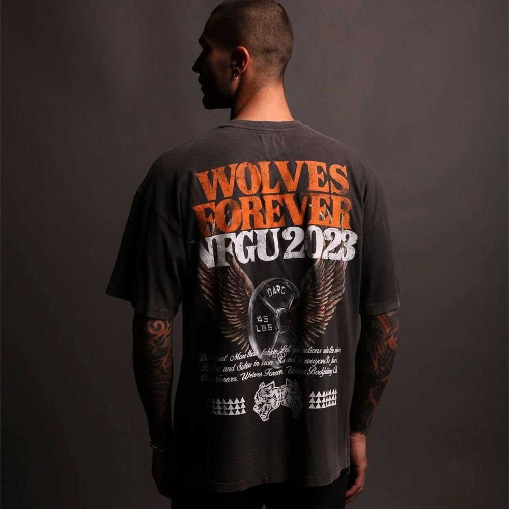 Neuer Sale: Darc Wolf Head Sport Big Wave American Fitness Trendy Brand Training Coole Kurzarm-T-Shirts für Paare – Detail 2