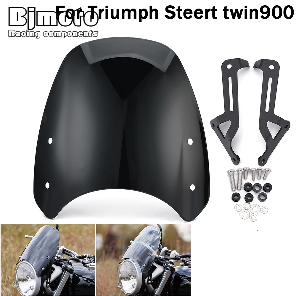 

Motorcycle Windshield Windscreen For Triumph Street twin 900 2019 2020 2021 2022 Headlight Fairing Wind shield Deflector