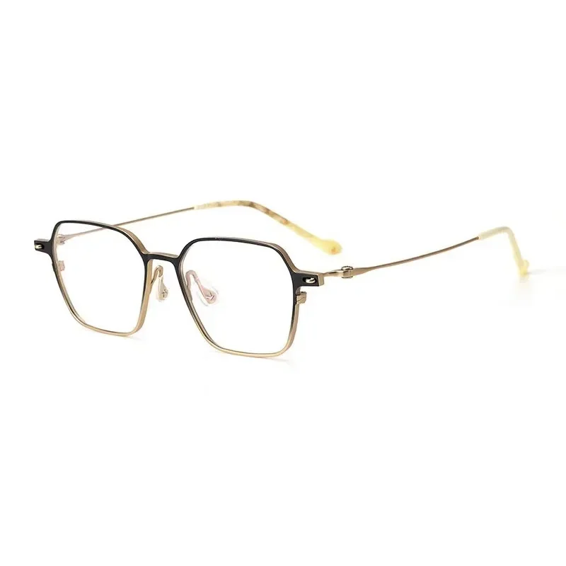 

9G niche retro design square glasses, ultra-light pure titanium big face glasses frame can be equipped with myopia