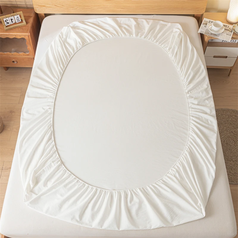القطن الخالص المجهزة ملاءات السرير غطاء قطعة واحدة القطن ملاءات السرير غطاء غبار شامل حامي المرتبة غطاء 2025 نموذج جديد عالمي لجميع الفصول #6