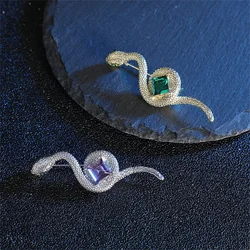 Big Rhinestone Snake Brooches for Women Vintage Crystal Animal Men Shirt Suit Jewelry Clothing Accessories Exquisite Gift