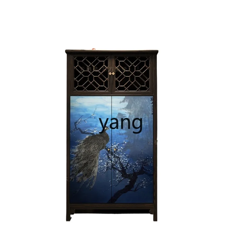 

Yjq solid wood storage dining side cabinet household bedroom wall clothes storage living room low cabinet