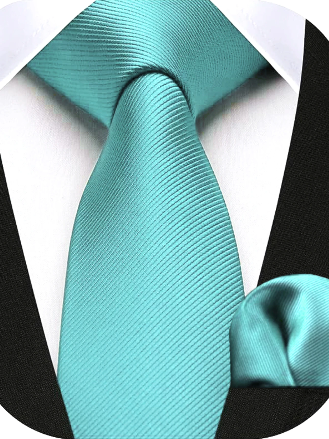 JEMYGINS Herren-Krawatte, schmal, einfarbig, 6 cm, Seidenkrawatte, Einstecktuch-Kombi-Set, geeignet für Herren, Geburtstagsgeschenke, Hochzeiten, Business – Detail 17