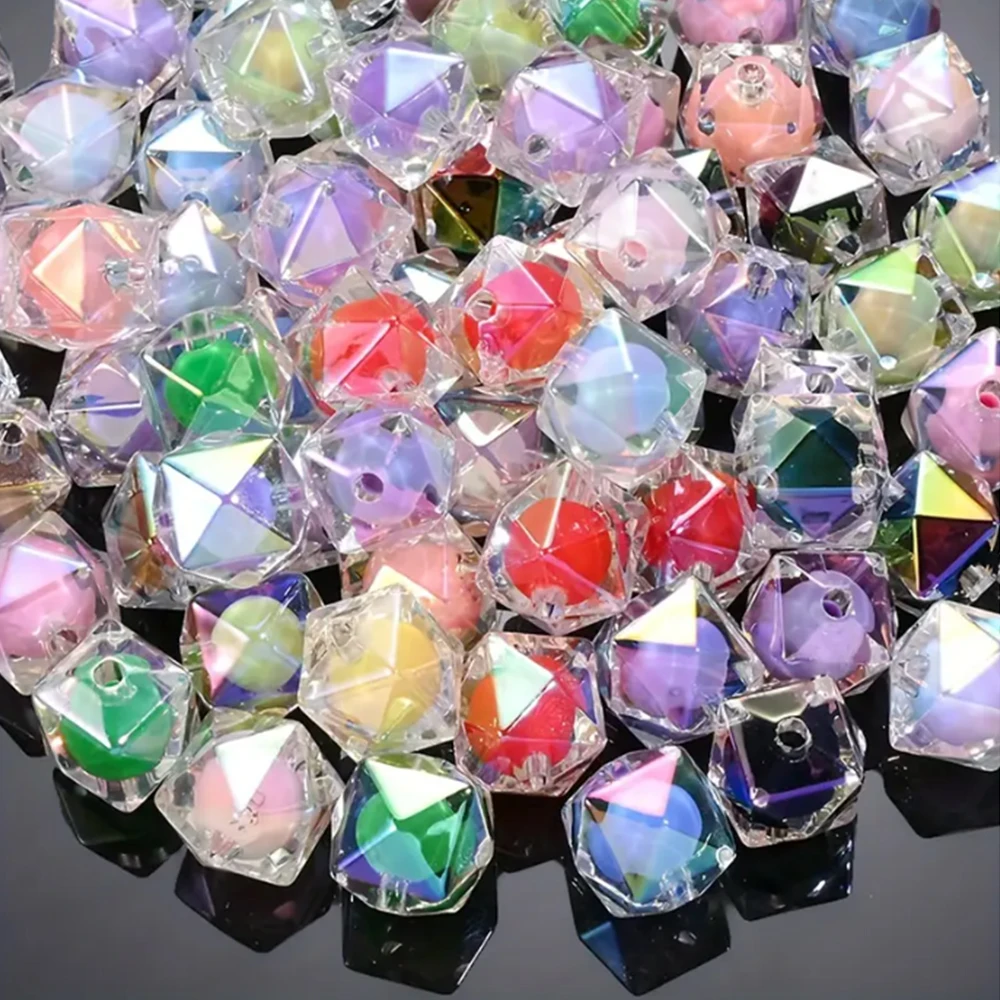 

16mm Acrylic UV Plated Cut Surface Diamond Round Sugar Core Loose Beads For Jewelry Making DIY Keychain Bracelet Accessories