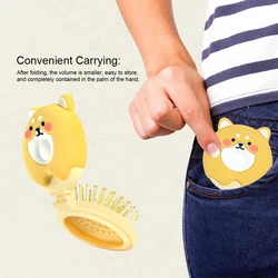 Mini Folding Hair Brush With Mirror Portable Hair Massage Comb Round Anti Detangling HairBrush Professional Travel Hair Comb