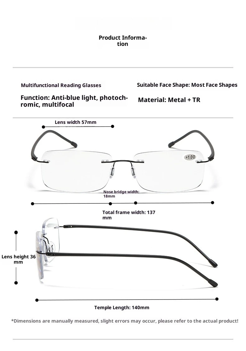 Männer Photochrome Multifunktionale Lesebrille Blau Licht Beständig Presbyopie Brille Bifokale Sonnenbrille 1,0 1,5 2,0 2,5 3,0 – Detail 2