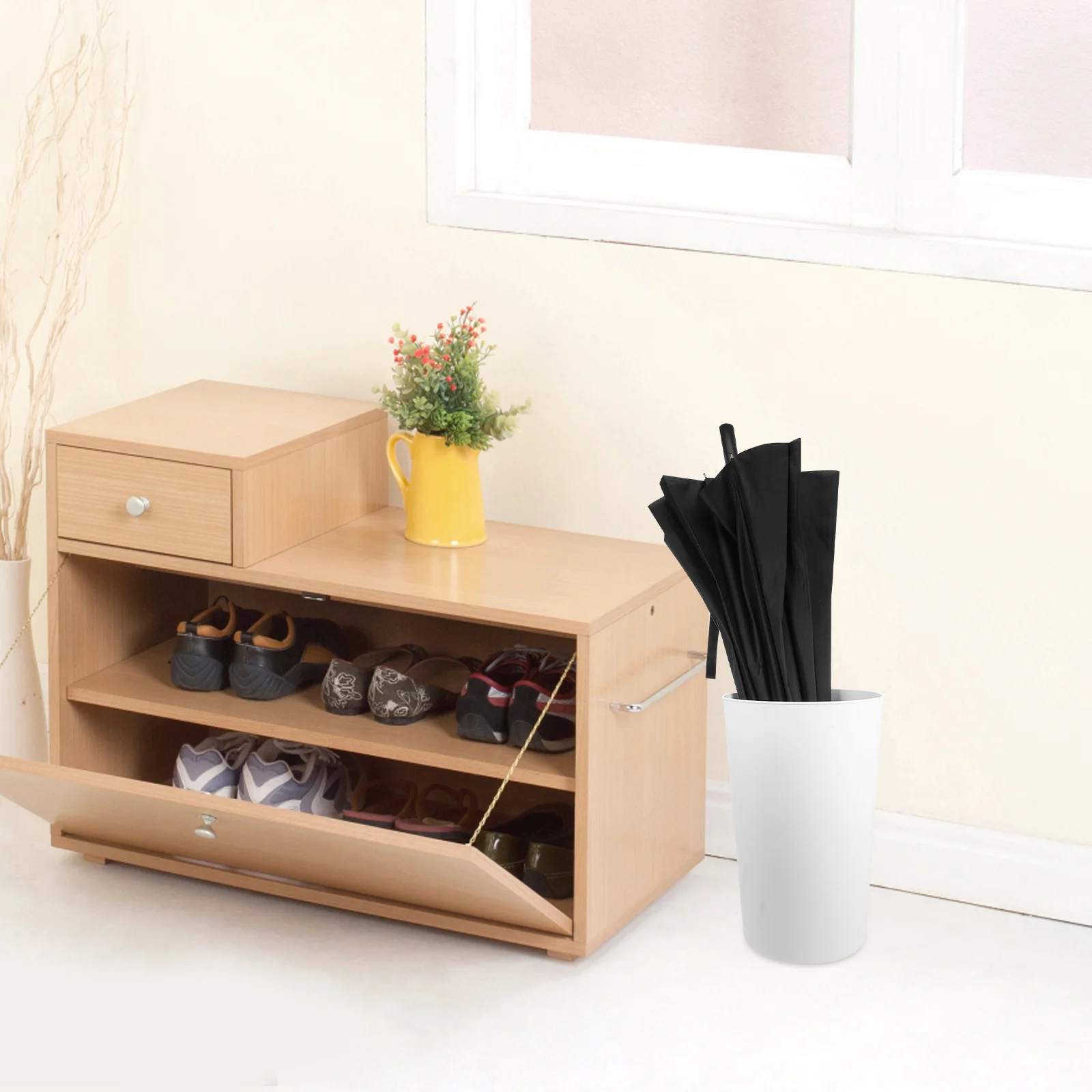 ถังเก็บร่มขนาดใหญ่ 1 ชิ้น พร้อมฟังก์ชั่นระบายน้ำ แบบพกพา สำหรับใช้ในบ้าน สำนักงาน ทางเข้าบ้าน ร้านดอกไม้