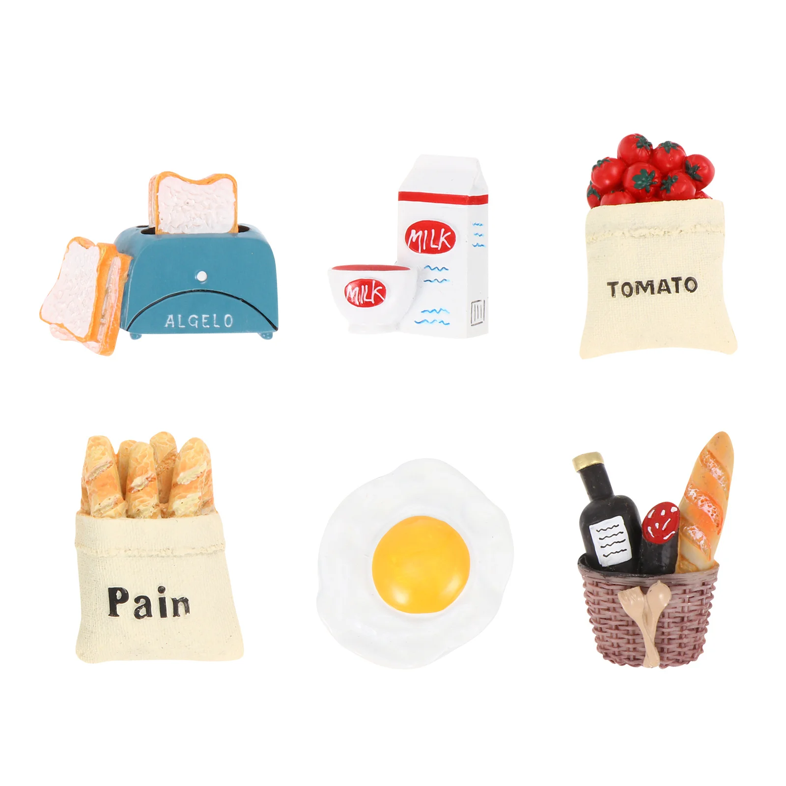 

6pcs Cartoon Egg Milk Pan Fridge Stickers Refrigerator Decor Magnetic Kitchen Ornaments Smooth Edge Home Wall Party Decorations