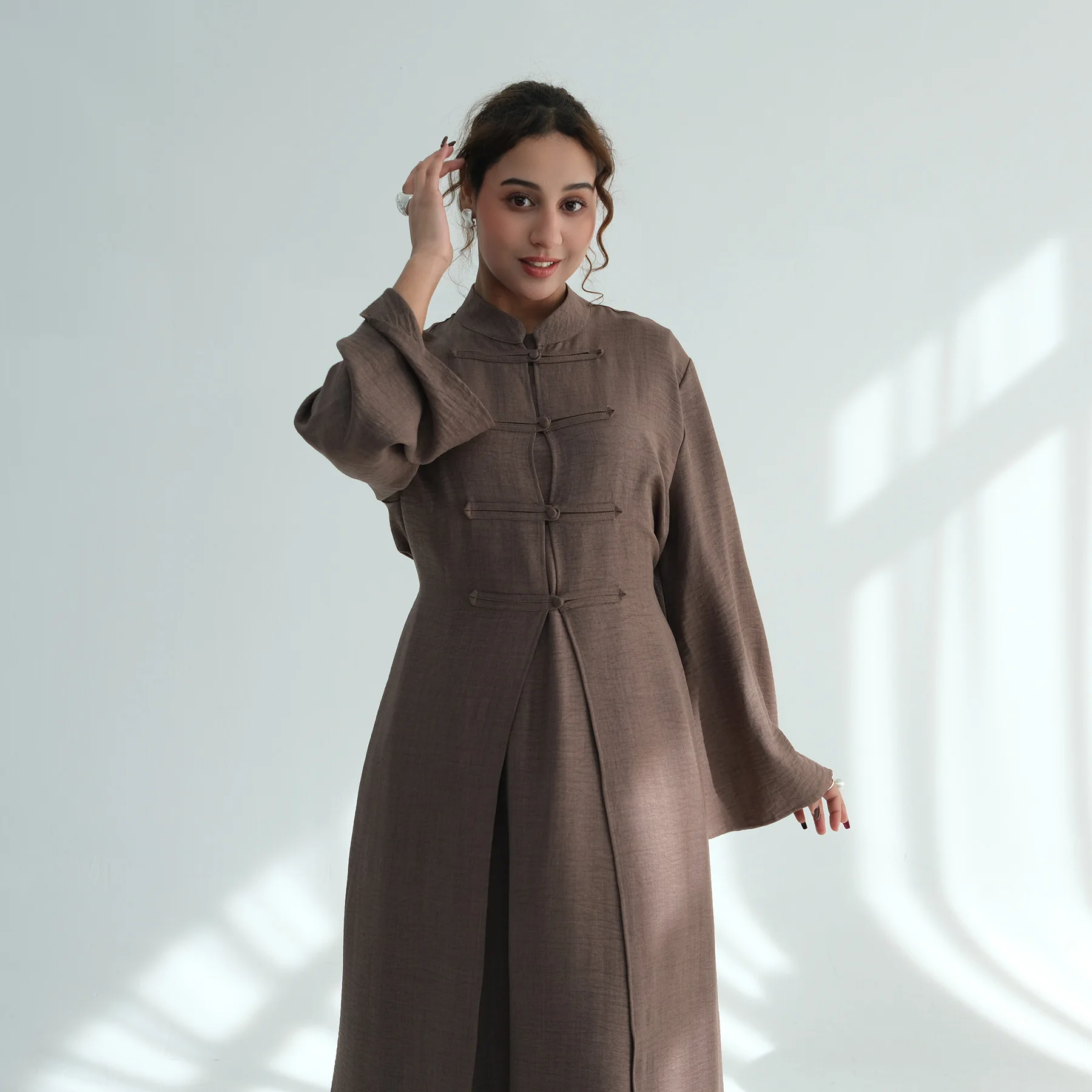 Eid Abaya Dress Women 2 Piece Set Chinese Style Muslim Jalabiya Ramadan Dubai Vestidos Largos Party Arab Long Robe Kaftan 2026 view 4