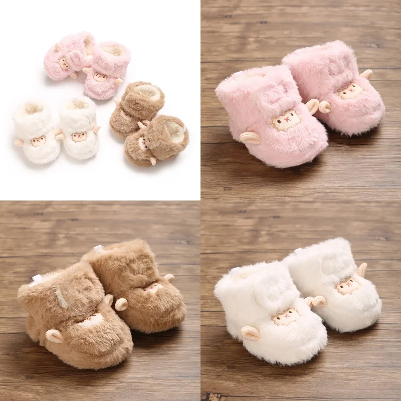 

Adorable Cartoon Fleece Boots for Baby Boys and Girl Warm Indoor Walking Shoes for Autumn & Winter