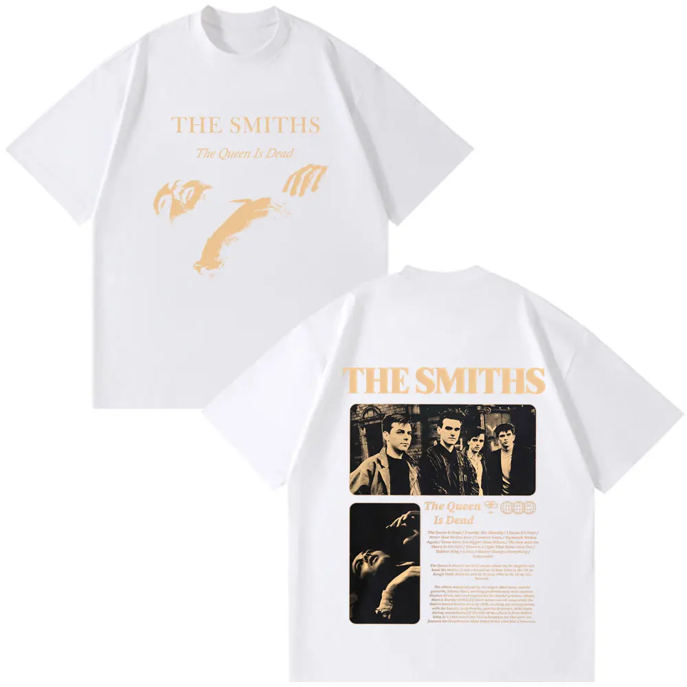 The Smiths The Queen Is Dead  T-shirts with Short Sleeves 1980's Indie Morrissey T-shirt Men's women  Vintage Rock Band Tide